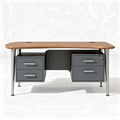 Wooden computer desk with gray metal drawers and dimensions 120 x 60 x 75cm