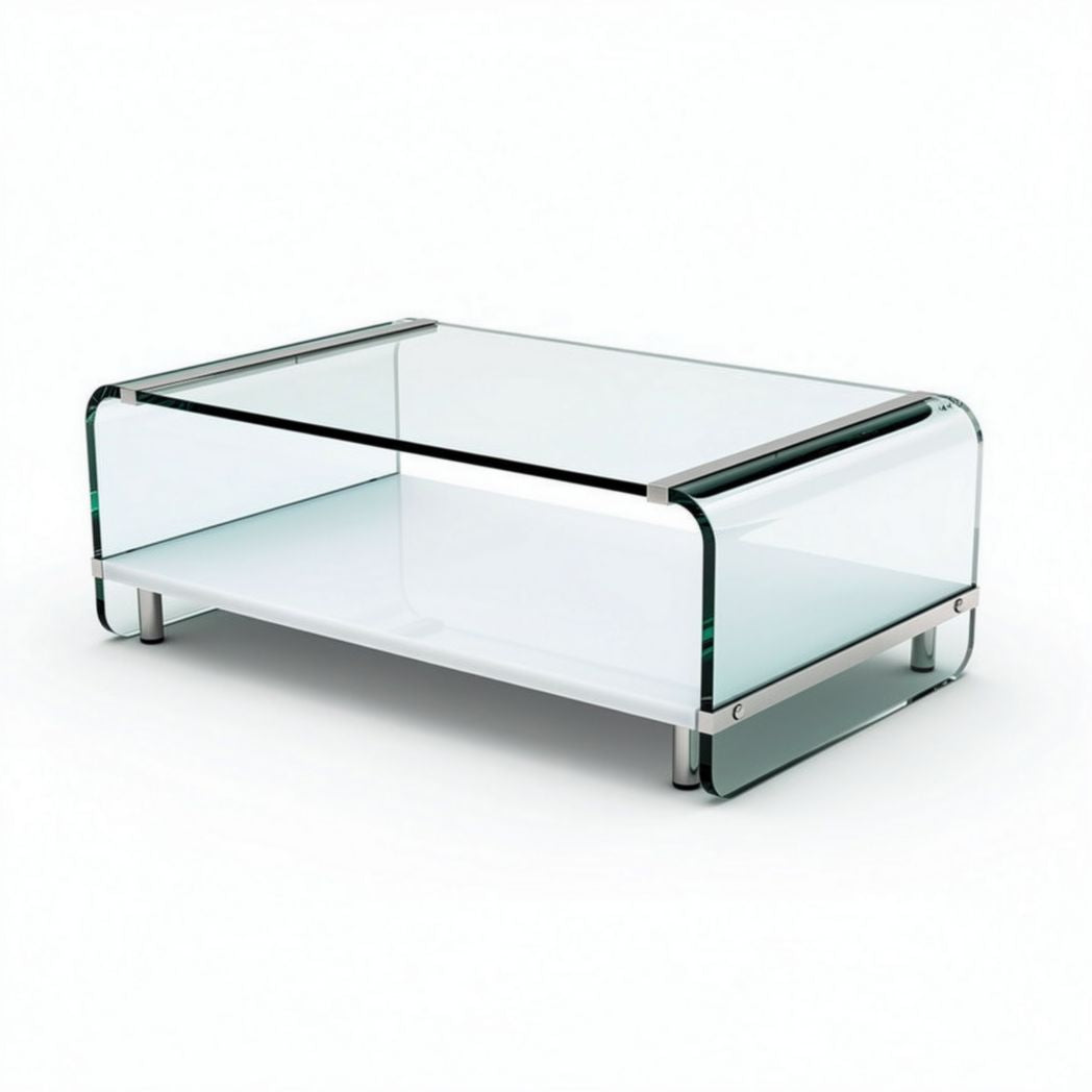 Glass coffee table with metal frame 100 x 50 x 40cm suitable for modern living spaces