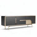 Modern sideboard cabinet in black wood with gold accents 200 x 45 x 75cm