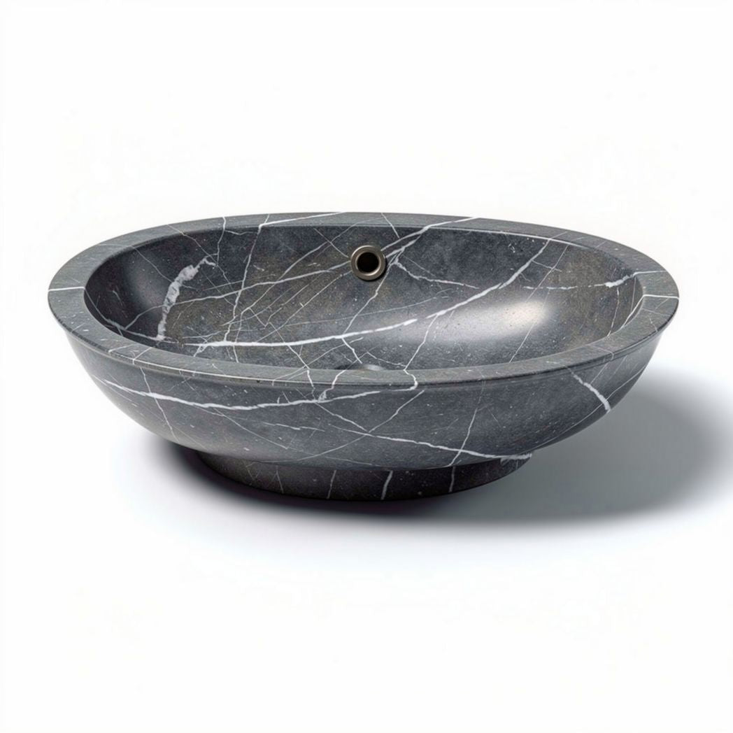 Marble washbasin in oval shape suitable for bathroom use 50 x 40 x 15cm