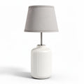 Table lamp with fabric shade and ceramic base 25 x 25 x 55cm in white and gray