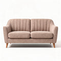 Fabric upholstered two-seater sofa with ribbed design and wooden legs 150 x 80 x 75cm