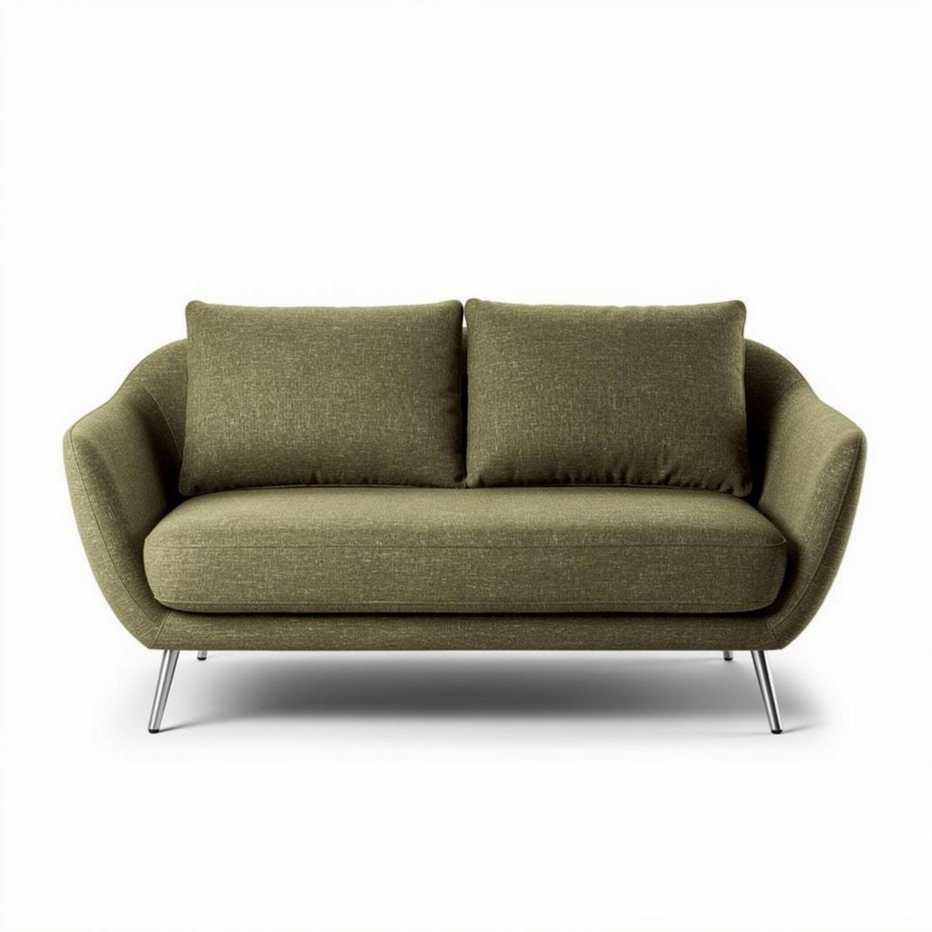 Sofa with removable cushions in olive green fabric dimensions 200 x 90 x 80cm