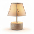 Concrete base table lamp with fabric shade in modern design 25 x 25 x 40cm