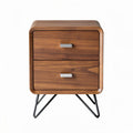 Modern wooden nightstand with two drawers and metal legs 40 x 40 x 50cm
