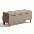 Fabric storage bench with upholstered seat and wooden legs 90 x 40 x 45cm